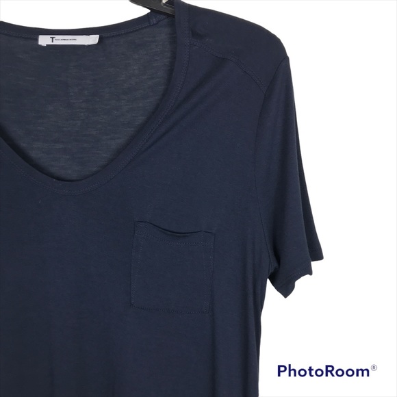 T Alexander Wang Navy Blue Scoop Neck Short Sleeve Tee - Picture 4 of 8